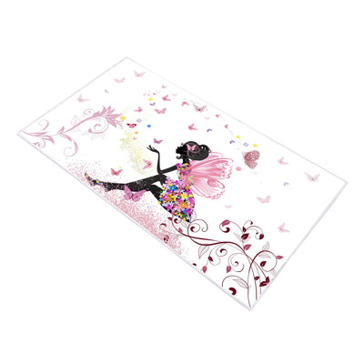 Tapis rectangulaire rose / noir tissé à la machine Gambrinus