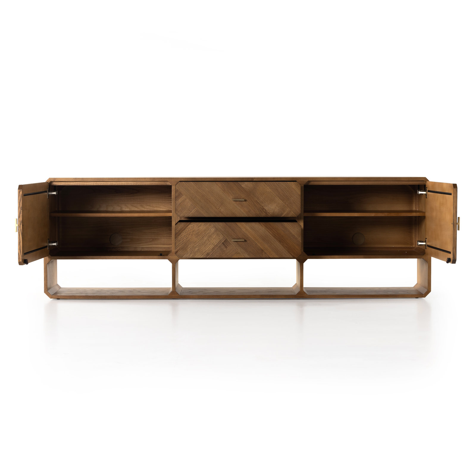 Harris 86" Iron TV Stand, Natural Ash