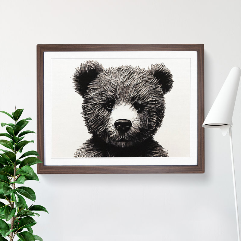 XH1022-8669X Super Teddy Bear - Single Picture Frame Painting, 46cm H x 64cm W x 2cm D, Walnut