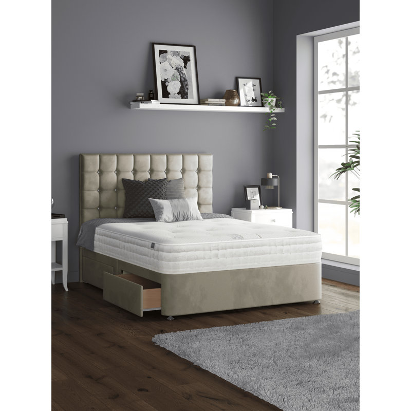 Galarza Upholstered Divan Bed, Single (3'), Coffee, 2 Left Drawers