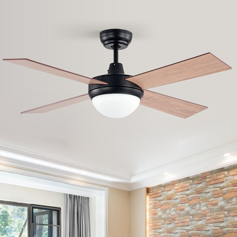 44'' Ceiling Fan with Light Kit, Black