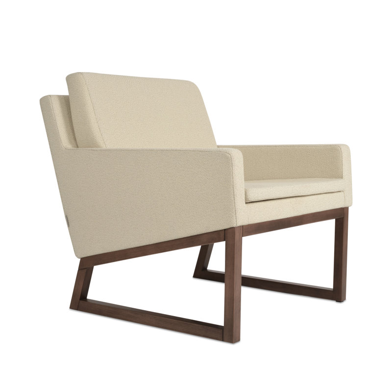 Nova Wood Armchair in Wool, Beige Wool