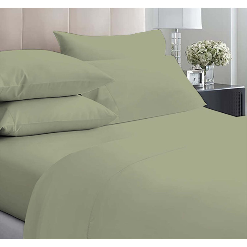 6-Piece Premium Deep Pockets Microfiber Sheet Set, California King, Light Olive