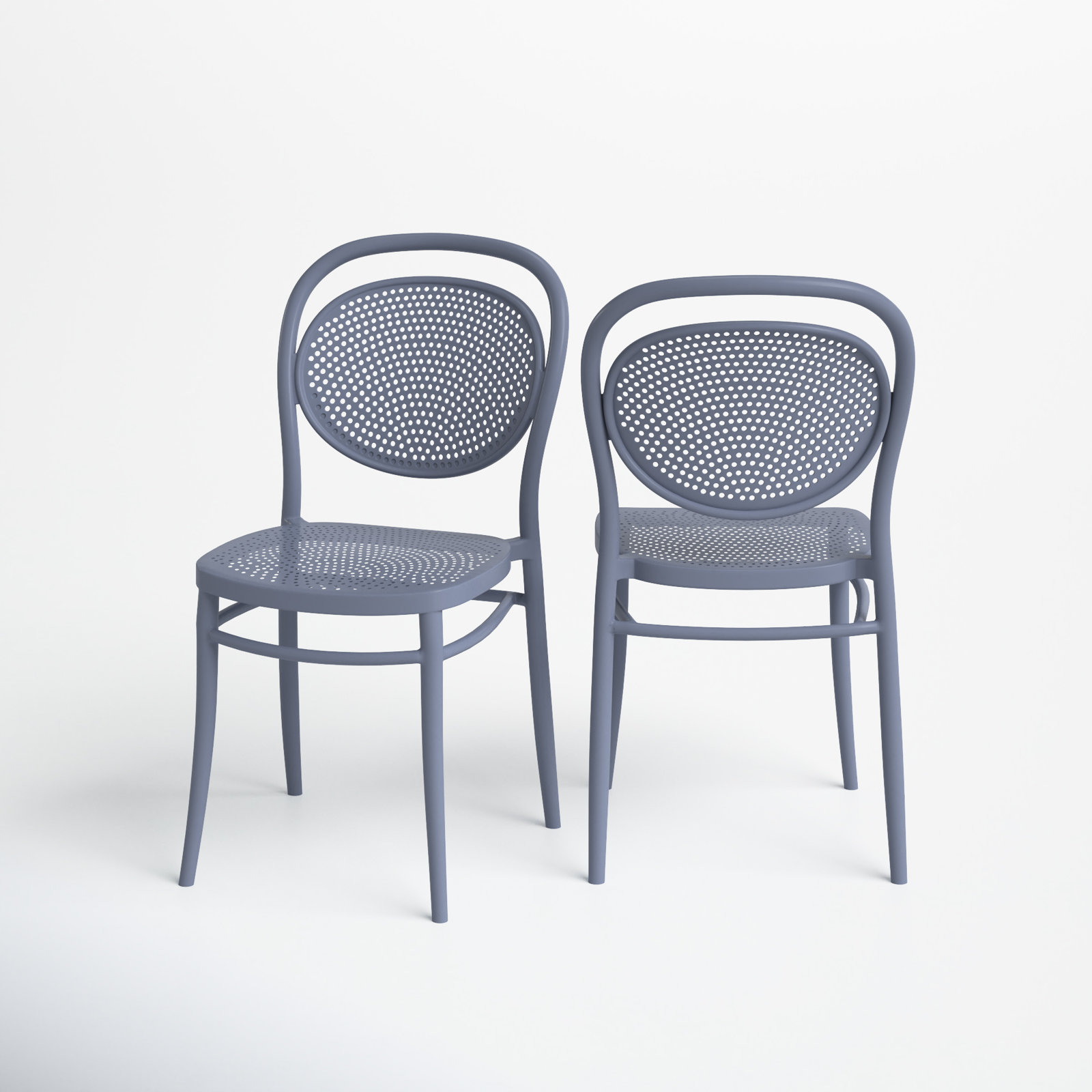 Farrah Stacking Patio Dining Side Chair, Dark Gray
