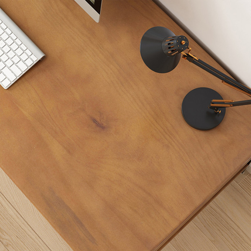 Bureau d'art brun et noir en bois massif et fer, H 29,53 po x l 59,06 po x P 23,62 po