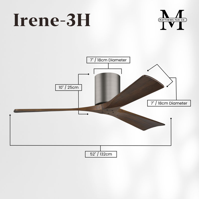Irene Ceiling Fan, Brushed Pewter, 52", Walnut Tone