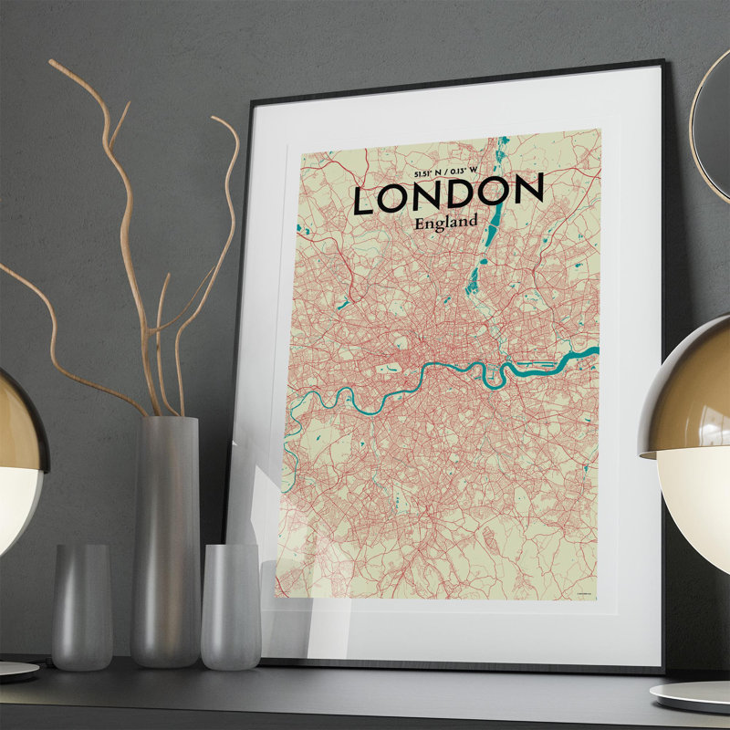 London City Map In Tricolour - No Frame Print, 36cm H x 24cm W x 0.05cm D