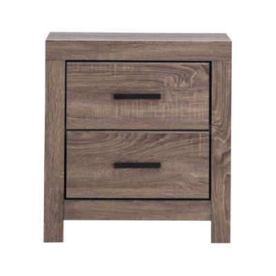 Elegant 2 Nightstand In Oak With Drawer Handles 2 Drawers Color Construction