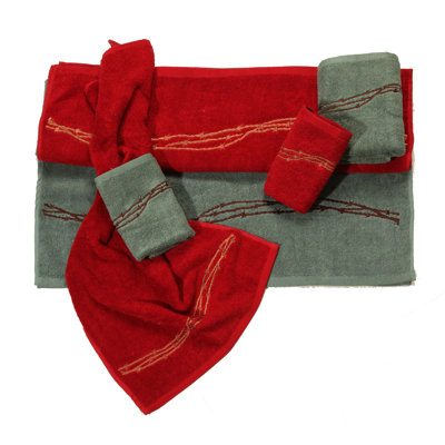 Rustic Barbwire Cotton Embroide Print Western Rustic Style 3 Piece Towel Set