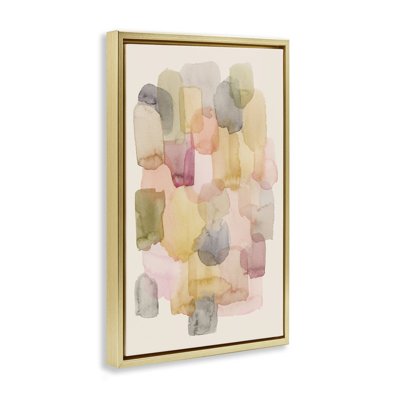 Toile flottante encadrée "Blobs" par Grace Popp, Cadre flottant métallique doré, H 25 po x l 17 po