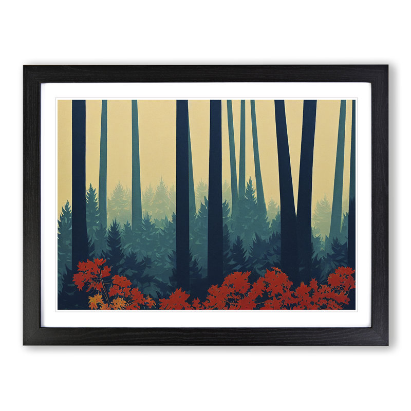 Spring Forest Art Deco Vol.1 - Framed Print, Black Framed, 46cm H x 64cm W x 2cm D