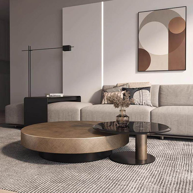 Ensemble de tables basses de luxe italien minimaliste, H 12,6 po x L 39,4 po x l 39,4 po