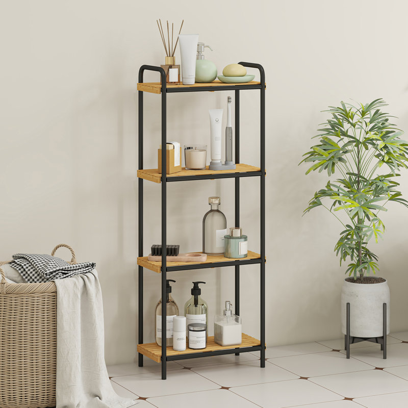 Bamboo, Steel Freestanding Bathroom Shelves