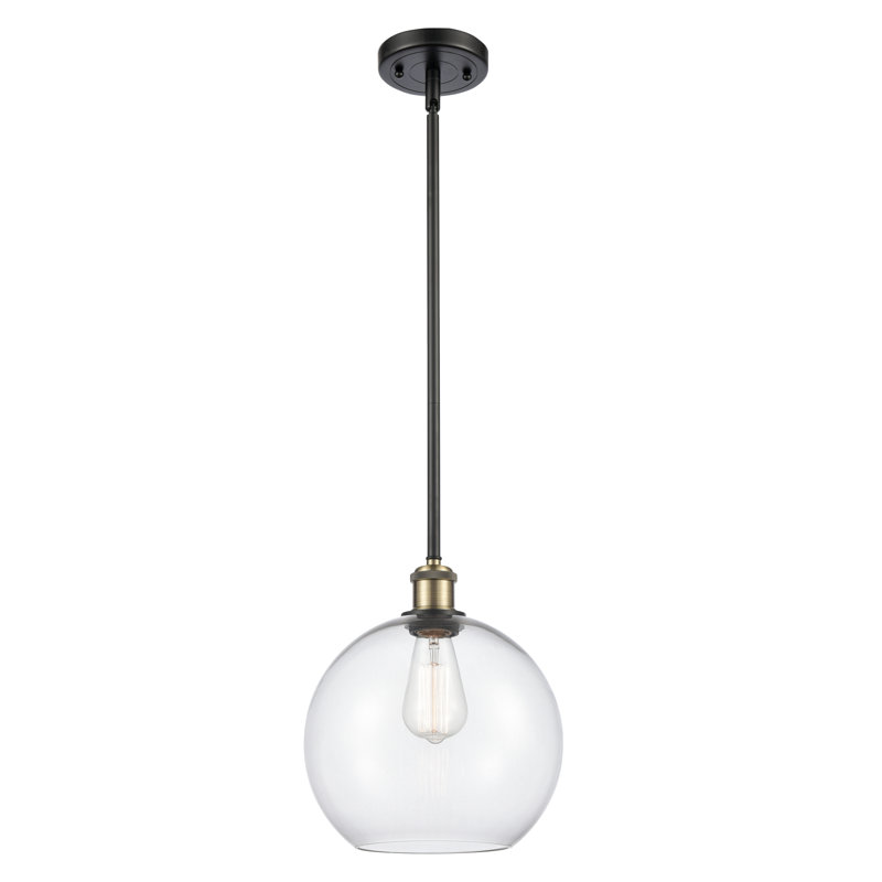 Baran 1-Light Dimmable Globe Pendant, Black Antique Brass, No Bulb Included, Clear