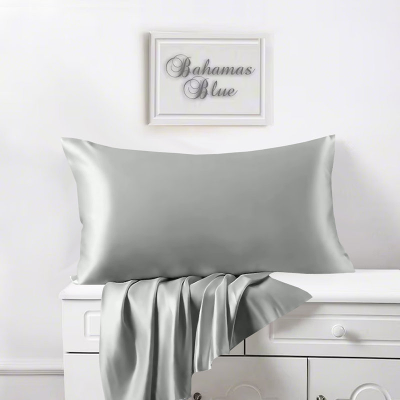 Luxury Satin Pillowcase Set of 2 - Silk Feel for Hair & Skin, Anti-Frizz & Cooling Effect, Grey
