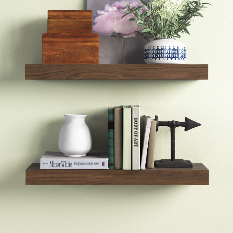 Sporgh 2 Piece Pine Floating Shelf, Special Walnut, 2" H  x 5.5" W x 24" D