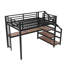 Lit mezzanine en métal avec lumières DEL et ports USB Lit avec filets en fer multifonctionnels et bureau-1733171229