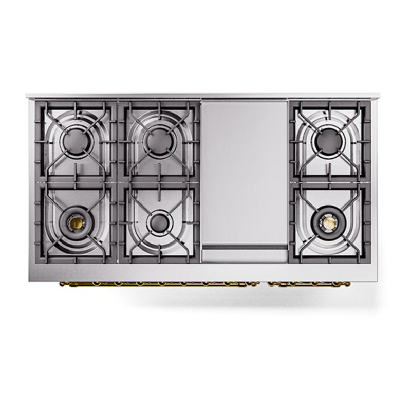 ILVE Nostalgie II 48 Dual Fuel Range , Liquid Propane, Antique White/Brass