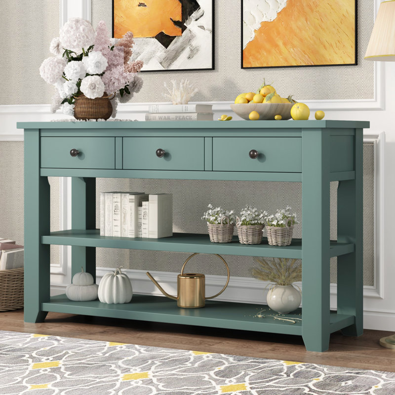 Console en bois massif 48,82 po Emer, Vert rétro, Vert rétro