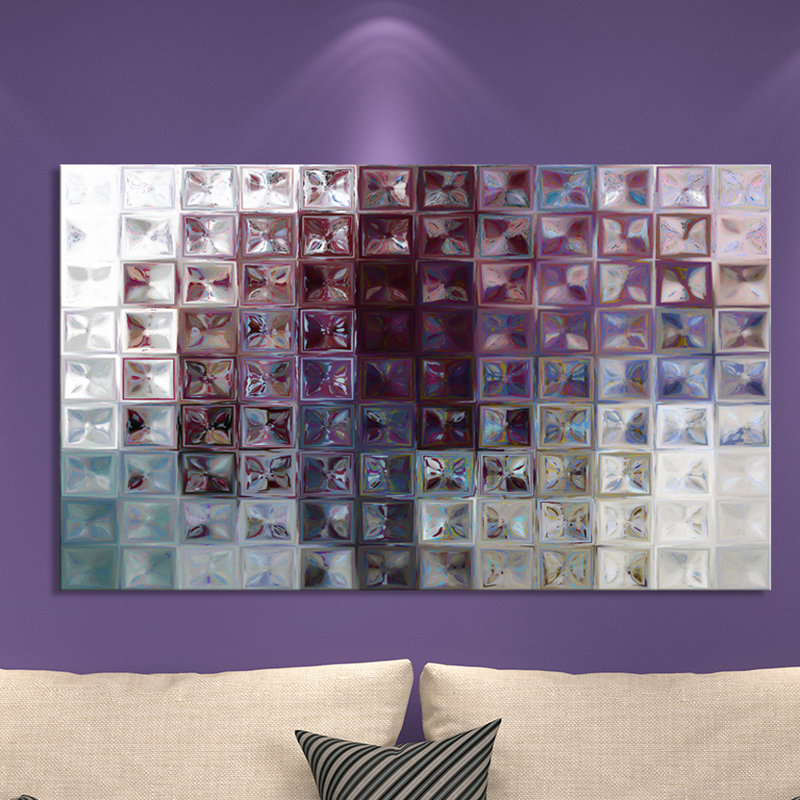 «Tile Art # 7, 2015» par Mark Lawrence - impression sur toile tendue, H 21,5 po x l 21,5 po, Cadre flottant argent