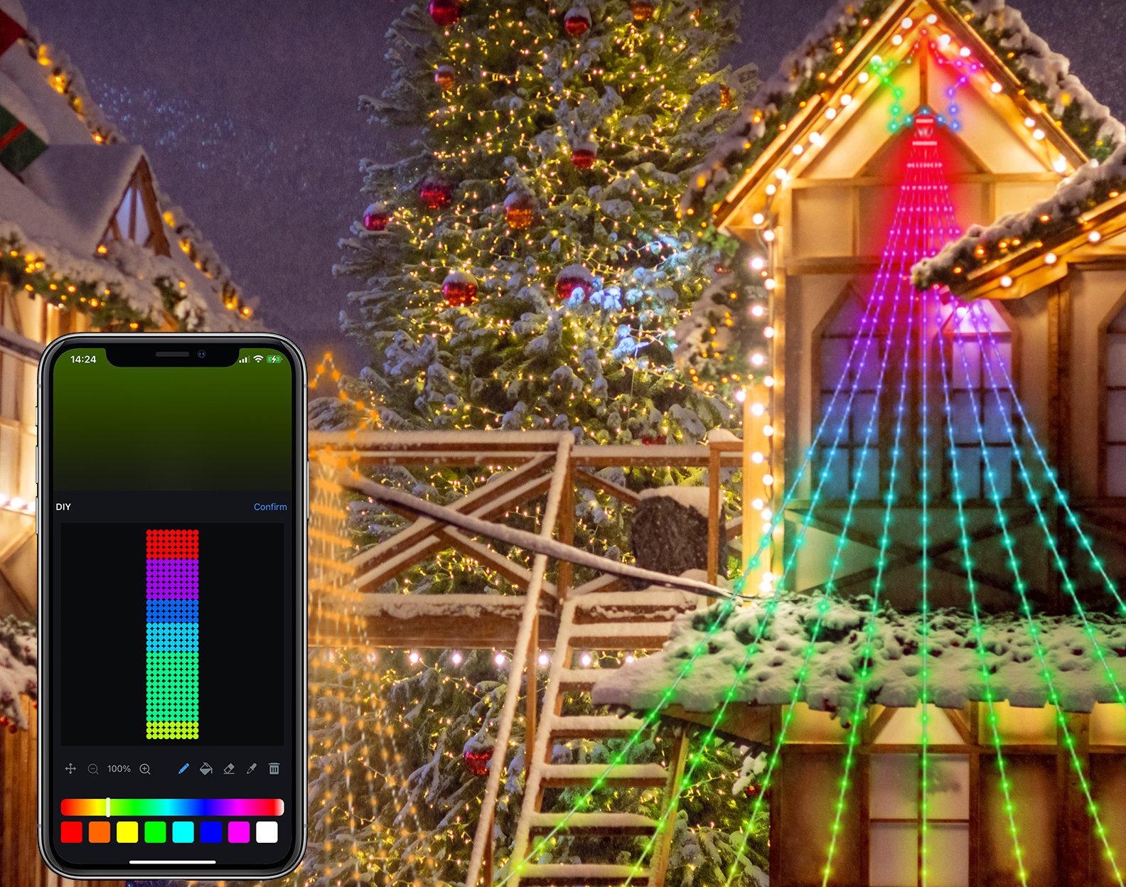 RGB Smart Christmas Tree Lights Waterfall Fairy String Lights
