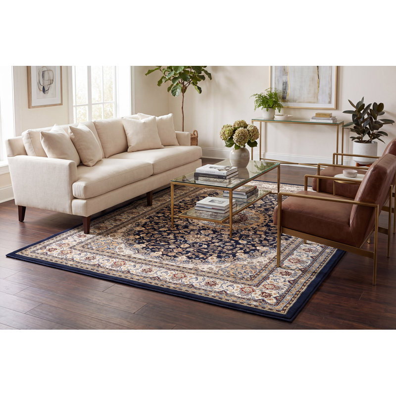 Tapis bleu/ivoire Attell, Rectangle 2 pi x 3 pi 11 po