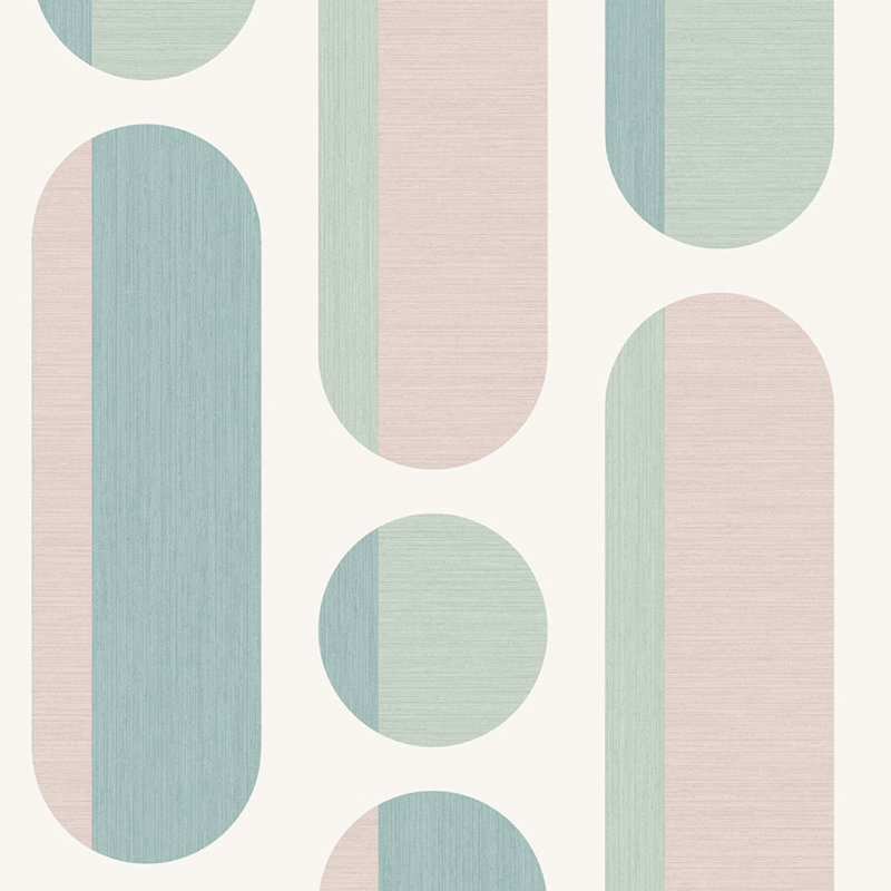 Geometric Wallpaper Double Roll, Rose/Sage
