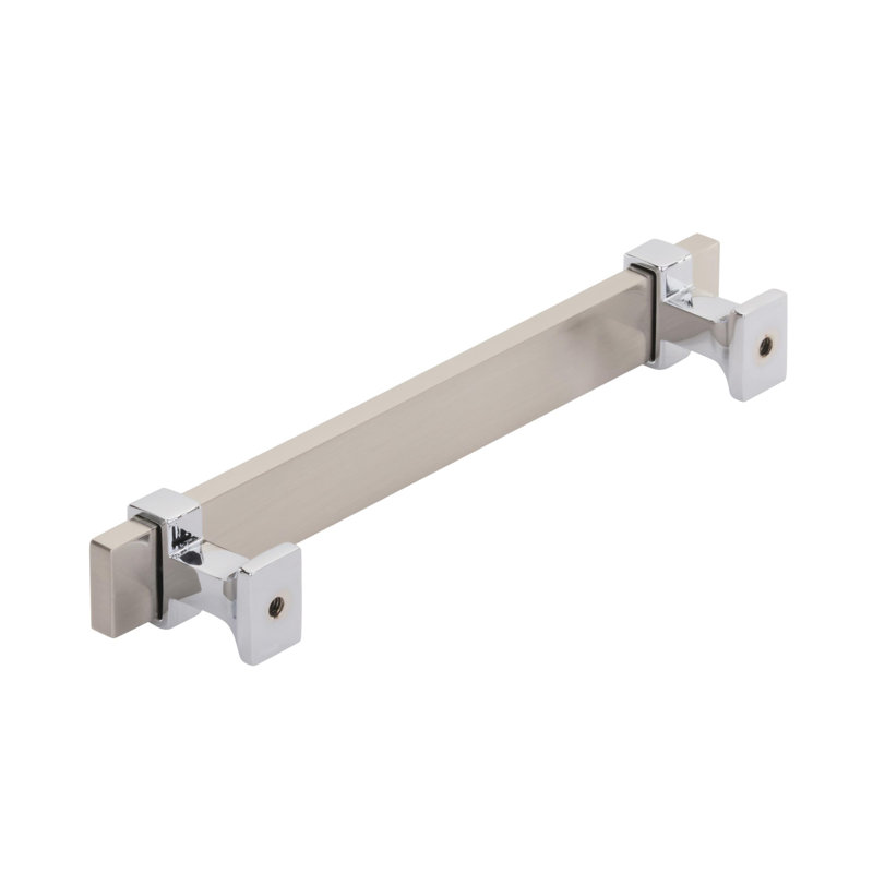 Overton Satin Nickel and Polished Chrome Cabinet Drawer Pull