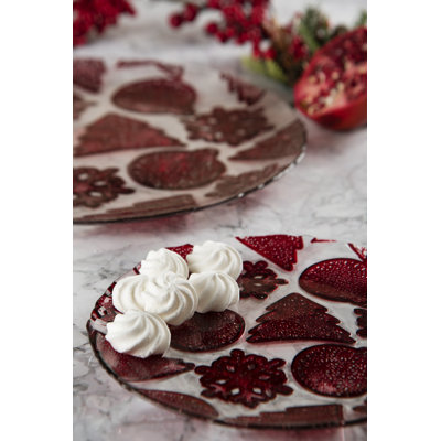 Xmas 33.5cm Glass Dessert Plate, Set of 2