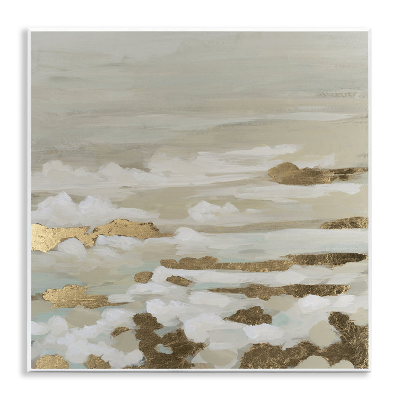 Plaque murale «Gilded Surf Abstract Waves», design par June Erica Vess