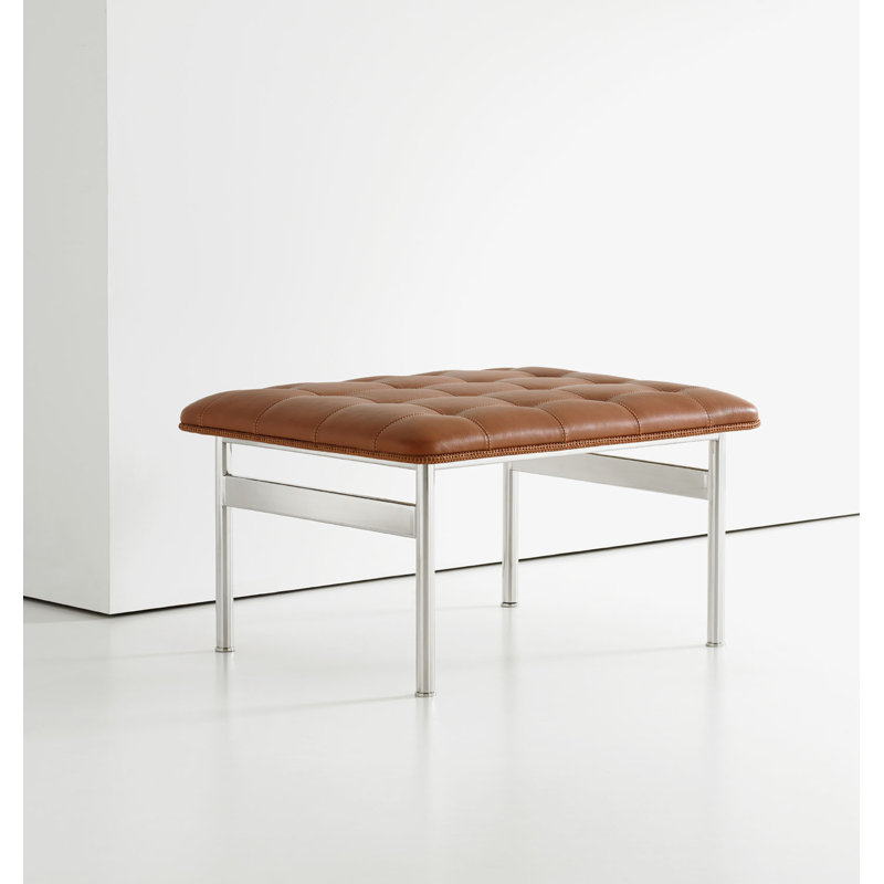 Ottoman, Elan Ivory, Polished Stainless Steel