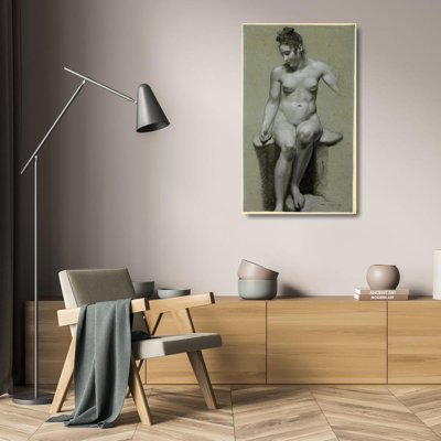 "Seated Female Nude" by  Pierre-Paul Prud'Hon - Gallery Wrap Canvas Wall Art