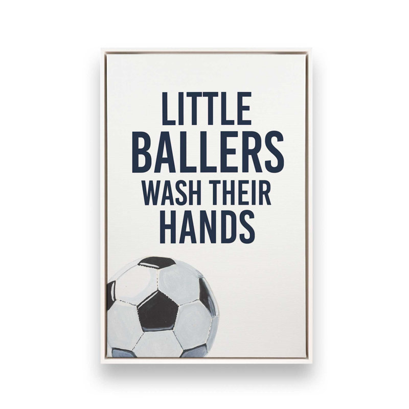 Les petites balleuses se lavent les mains, Blanc opaque, H 18,75 po x l 12,75 po, Cadre flottant