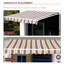 Auvent de patio pour terrasse - 13 pi x 8 pi rétractable et à eau, manivelle manuelle, cadre en aluminium, rayures rouges pour poignée de manivelle rétractable, cour