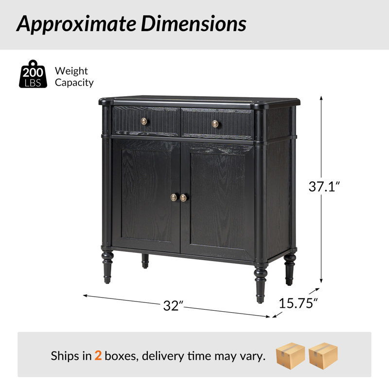 Armoire d'appoint 1 tiroir 2 portes Hoai, Black