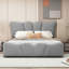 Lit plateforme tapissier en velours gris - Style polyvalent et sensation de confort moderne-1651505013