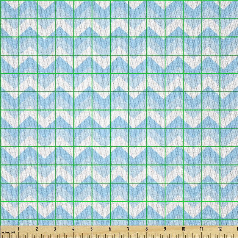 Daileny Zigzag Pattern Sea Aqua Colors Classic Antique Art Illustration Fabric