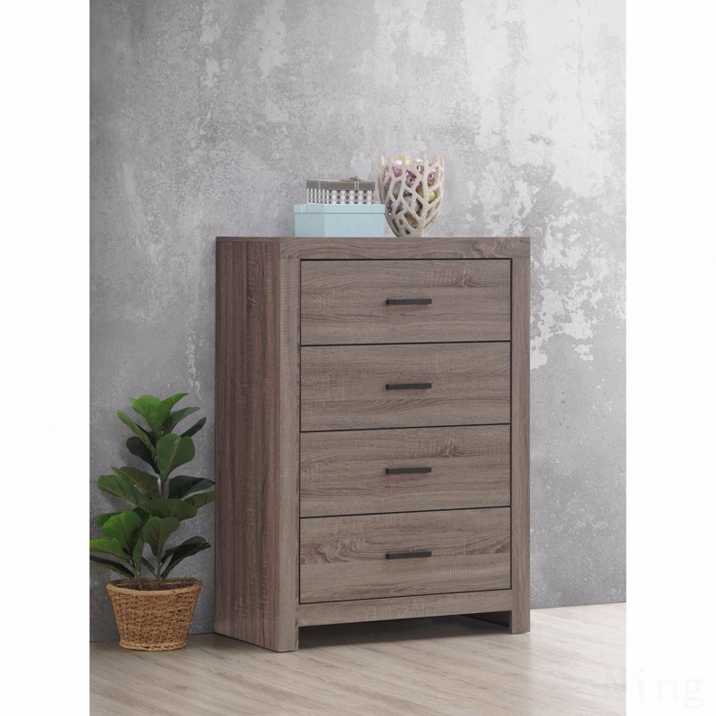 Commode 4 tiroirs, rectangulaire, Brun