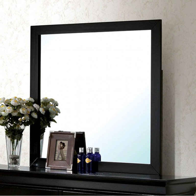 Hando Wood Wall Mirror, 36" H x 32" W, White