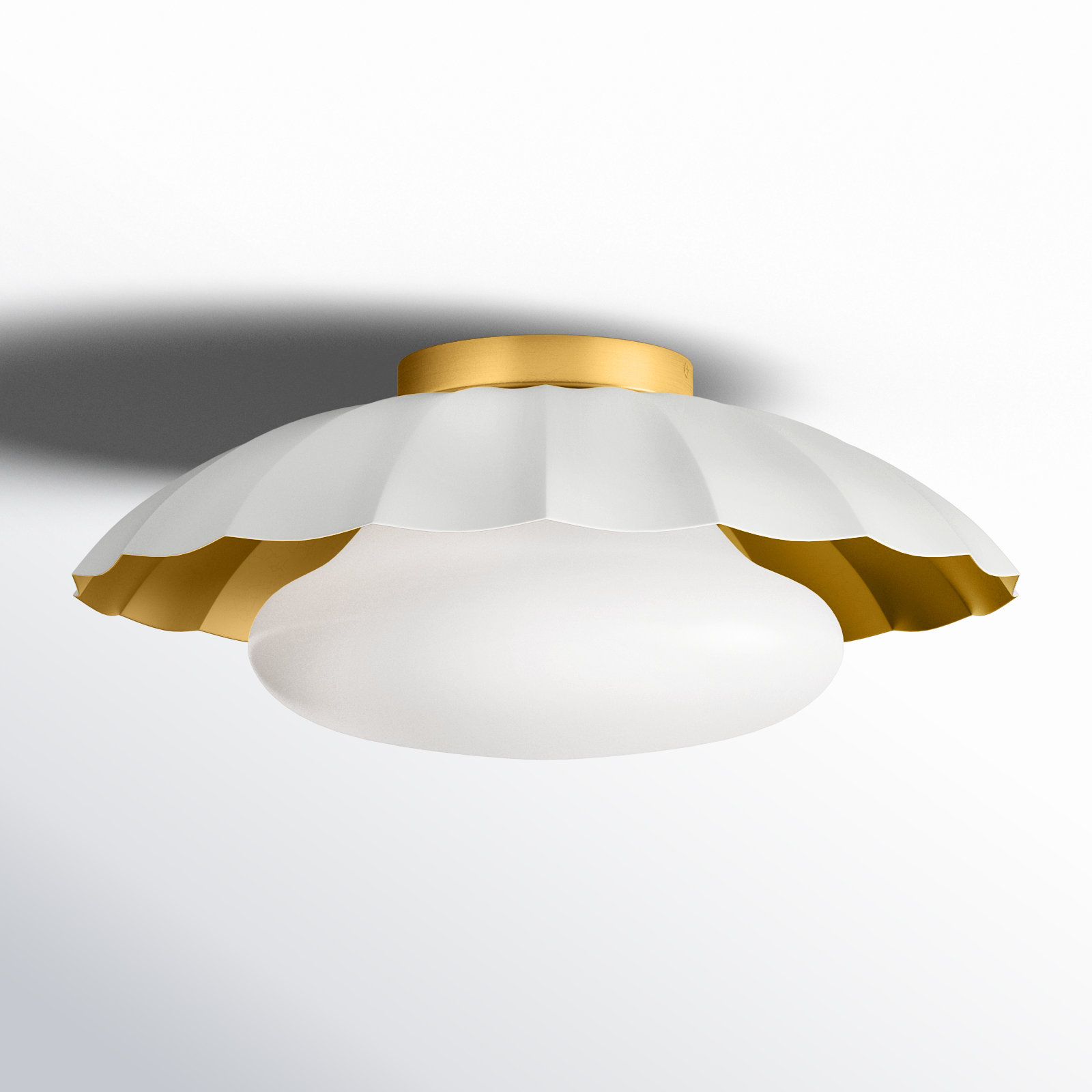 Granduca Single Light Glass Flush Mount, Matte White