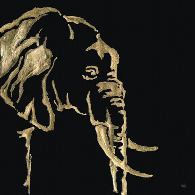 Éléphant doré sur fond noir