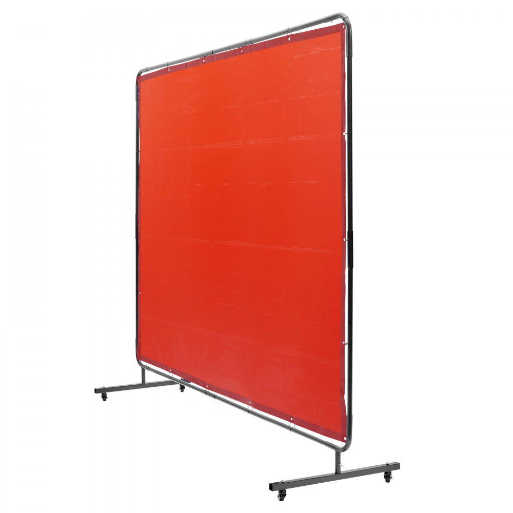Welding Screen with Frame, 6' Welding Curtain Screen, Flame-Resistant Vinyl Welding Protection Screen on 4 Swivel Wheels (2 Lockable), Moveable & Prof
