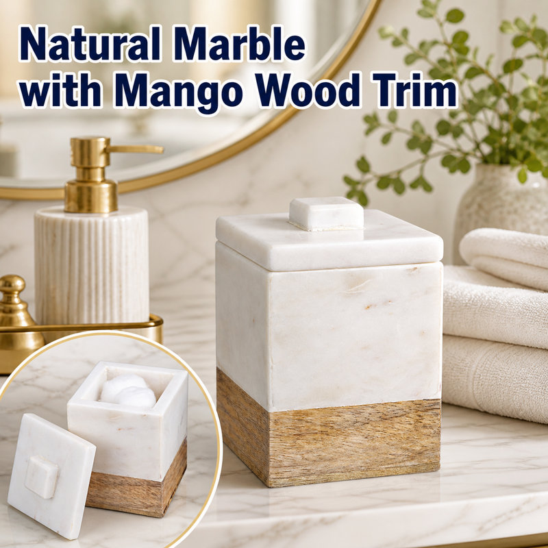 Lefkoniko Marble Bathroom Storage Container