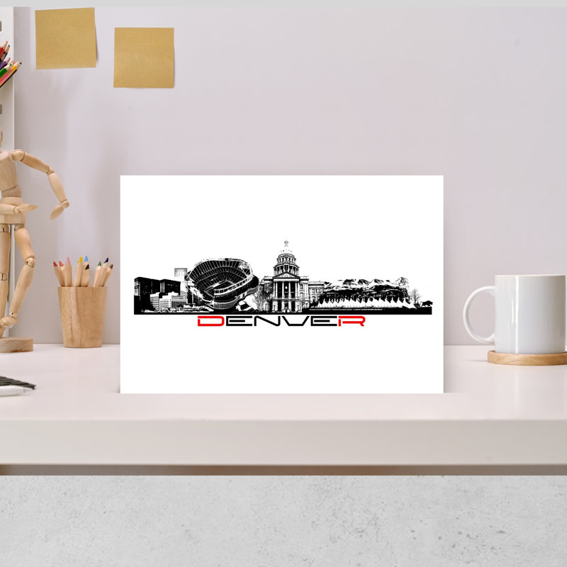Denver City Landmarks Silhouette Abstract Contemporary Architecture City Wall Art Print 1 Piece Wrapped Canvas Wall Art