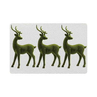 Moss Reindeer Vegan Leather Rectangle Pebble Placemat