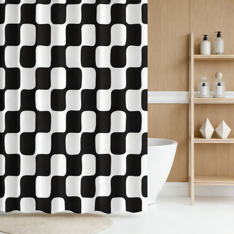 Ensemble de rideau de douche Retro, Noir