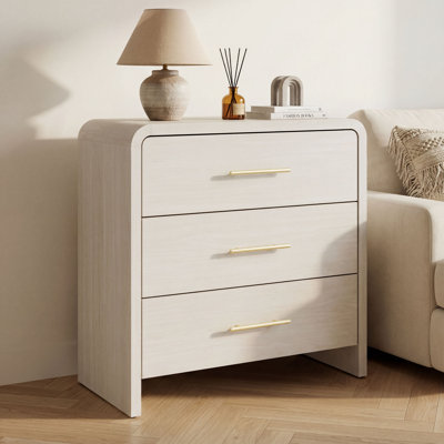31.5" Wide Modern Curved 3-Drawer Dresser 
