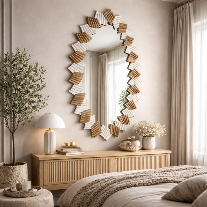 Solid Wood Oval Mirror