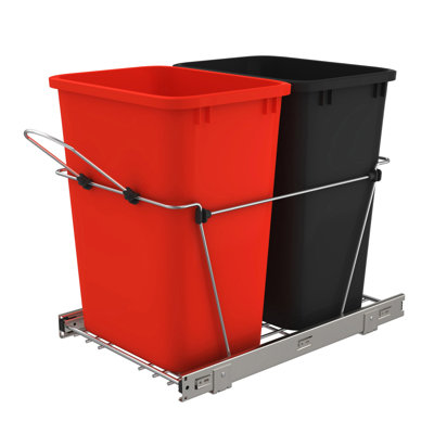 Rev-A-Shelf Double Pull Out Trash Can 35 Qt for Kitchen