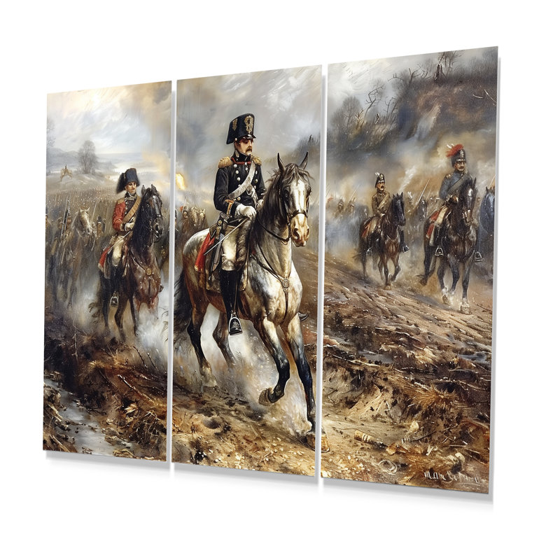 Empereur Napoléon sur son cheval - ensemble d'art mural empereur, Métal métal, H 28 po x l 36 po x P 1 po